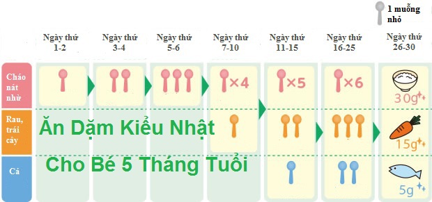 ăn dặm kiểu nhật cho bé 5 tháng