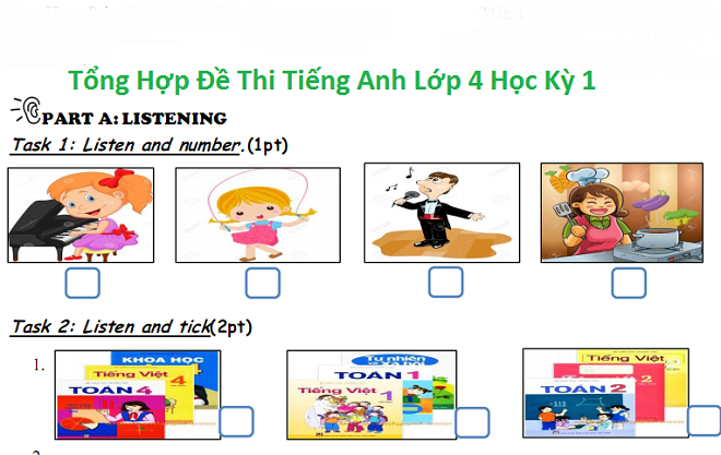 đề thi tiếng anh lớp 4 học kỳ 1