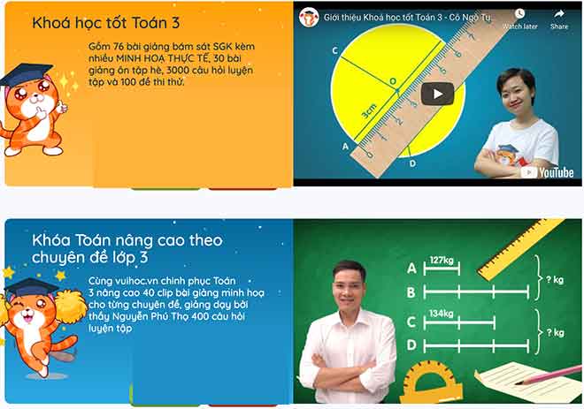 Vuihoc.vn lớp 3 - Môn Toán