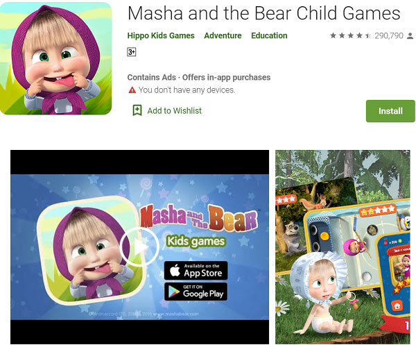 Masha and the Bear là 1 game học tiếng anh hay cho bé