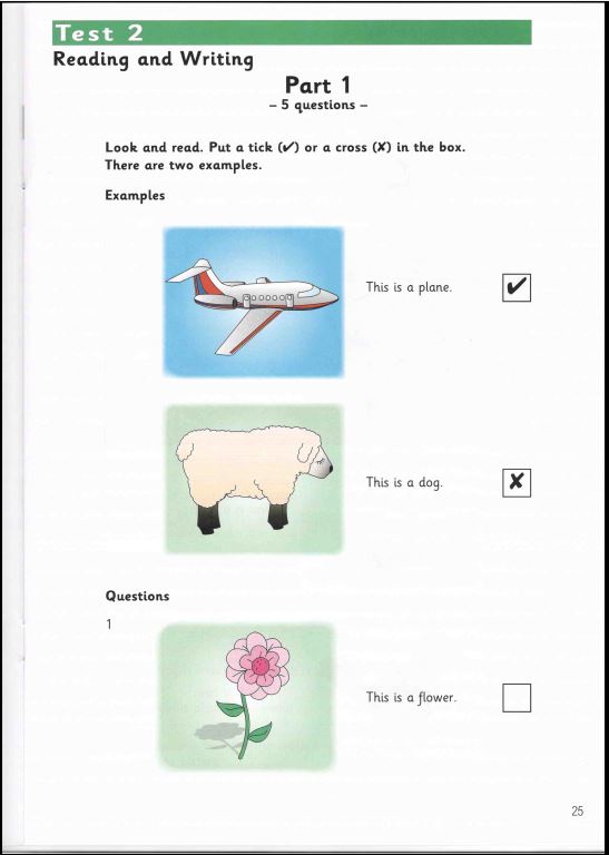 Đề thi starter Reading and Writing