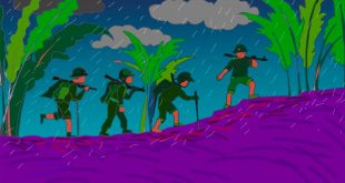 bài thơ chú bộ đội hành quân trong mưa