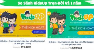 2. So sánh gói KidsUp trọn đời và KidsUp gói 1 năm
