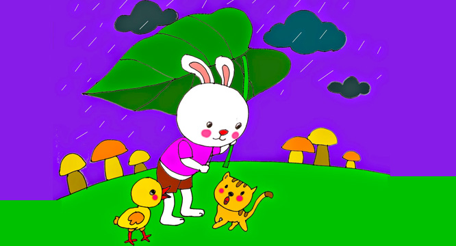 tranh truyện chiếc ô của thỏ trắng