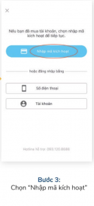 Bước 3 - Chọn nhập mã kích hoạt