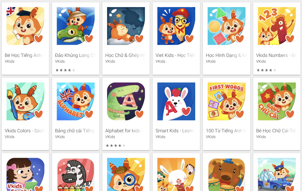 Các sản phẩm của Vkids Edu